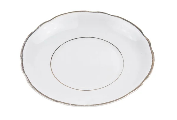 Biały pusty talerz izolowany na białym tle — Zdjęcie stockowe