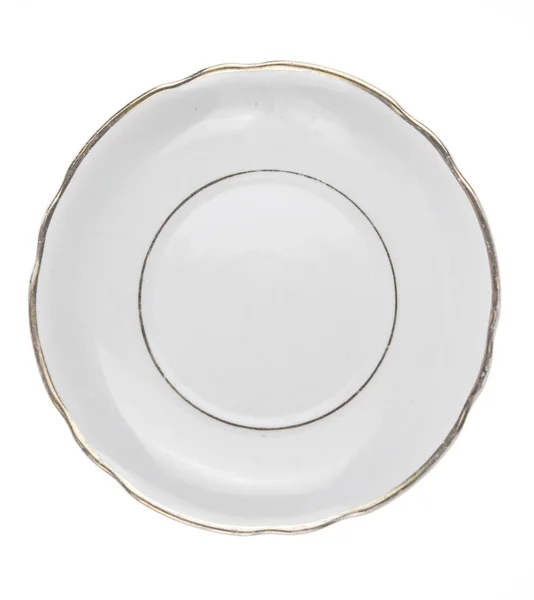 Biały pusty talerz izolowany na białym tle — Zdjęcie stockowe