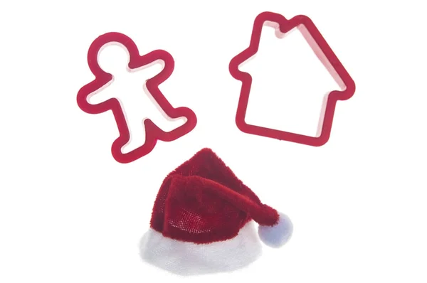 KERSTMUTS en symbool van het huis geïsoleerd op wit — Stockfoto