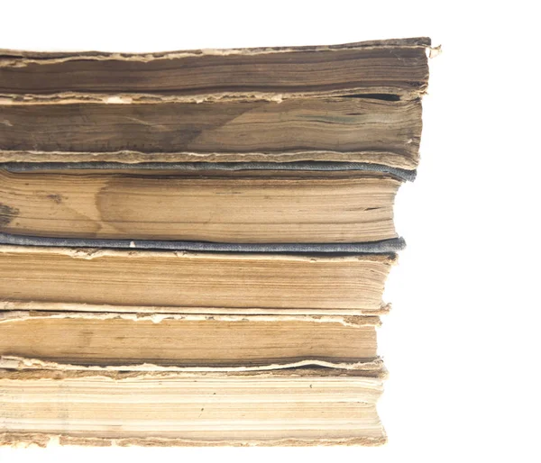 Stack di vecchi libri isolati su sfondo bianco — Foto Stock