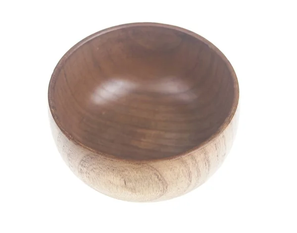 Wooden bowl isolated on white — Stock Photo, Image