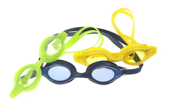 Óculos para natação isolados sobre fundo branco — Fotografia de Stock