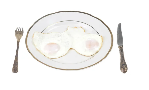Dvě smažená vejce pro zdravou snídani — Stock fotografie