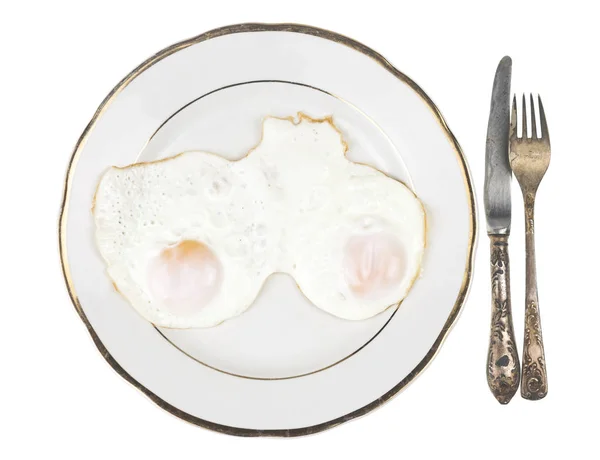 Sağlıklı kahvaltı için iki kızarmış yumurta — Stok fotoğraf