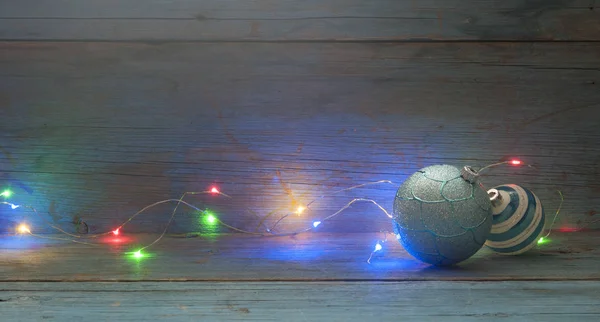 Juldekoration på lampor bokeh bakgrund — Stockfoto