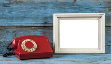 Vintage eski telefon ve çerçeve