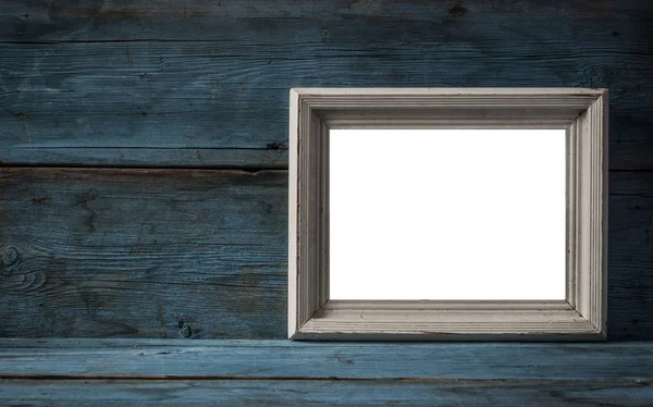 Old wooden picture frame on wall — Stock Photo, Image