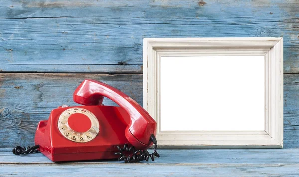 Vintage eski telefon ve çerçeve — Stok fotoğraf