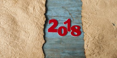 Mutlu yeni yıl 2018 ahşap tablo 