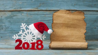 Mutlu yeni yıl 2018 ahşap tablo 