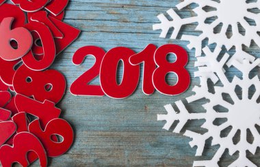 Mutlu yeni yıl 2018 ahşap tablo 