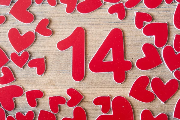 Valentine kalender med hjärtan — Stockfoto