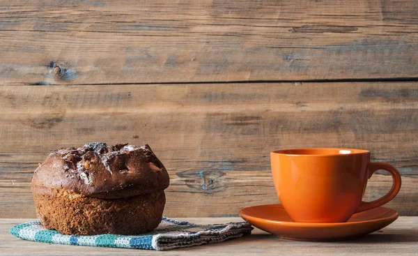 Csésze kávé és sütemény, cukor jegesedés — Stock Fotó