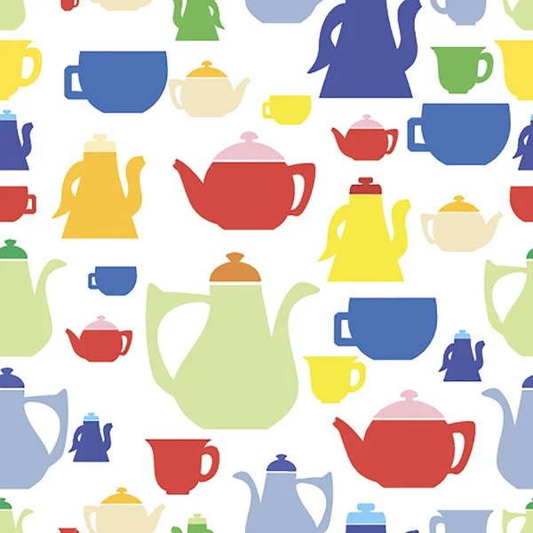 Modèle sans couture avec des théières et des tasses à thé . — Image vectorielle
