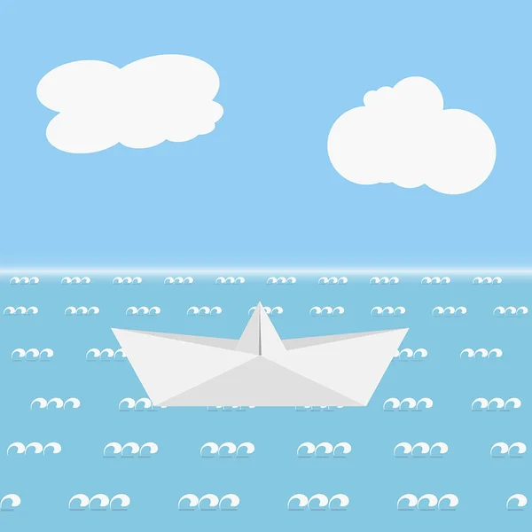 Barca di carta Origami. Vettore — Vettoriale Stock