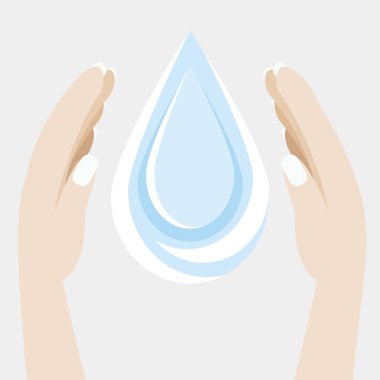 su damlası tutan eller vektör konsept çizim