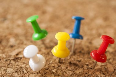 Mantar panodaki raptiyelerin çeşitli renkleri