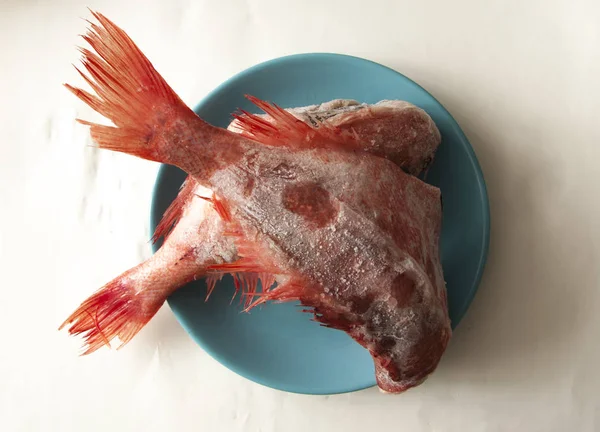 Nyers vörös tengeri hal fej nélkül. Felülnézet — Stock Fotó