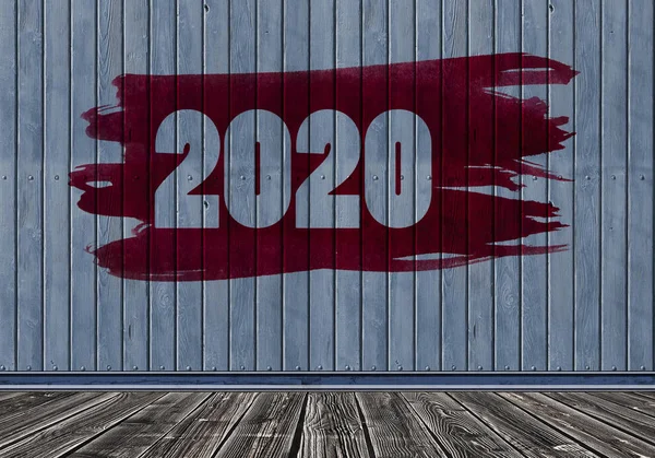 2020 dígitos en la pared de madera. Feliz año nuevo concepto — Foto de Stock