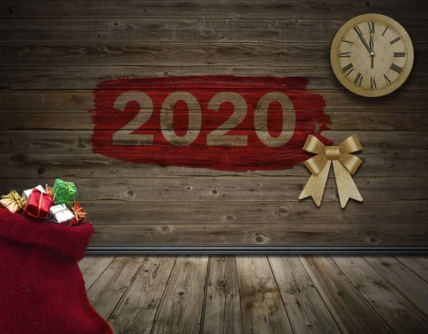 サンタ・サックにクリスマスのギフトボックス — ストック写真