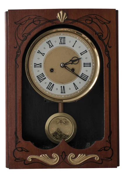 Винтажные антикварные часы на белом фоне — стоковое фото