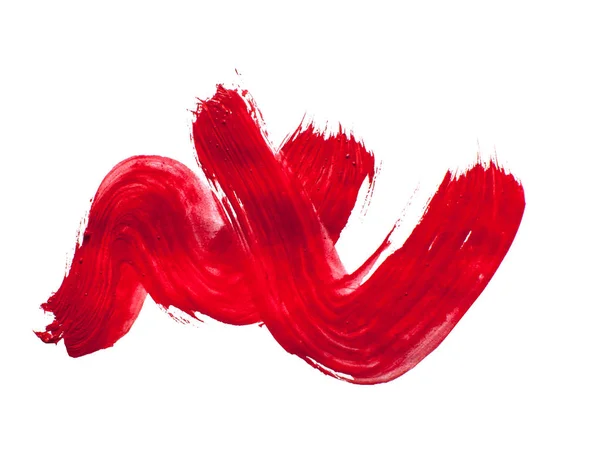 Beyaz arka plan üzerinde izole kırmızı fırça darbesi — Stok fotoğraf