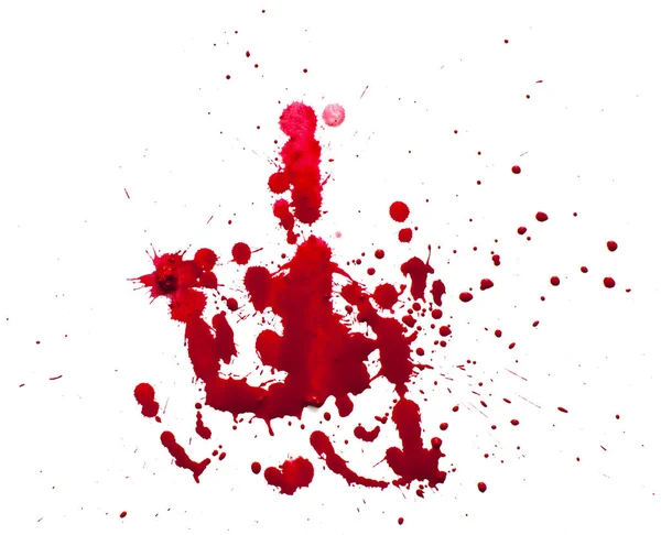 Αίμα πετάχτηκε απομονωμένο σε λευκό φόντο — Φωτογραφία Αρχείου
