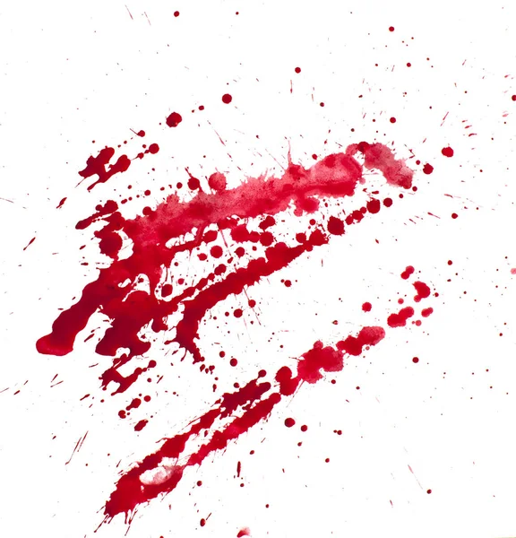 Sangue espirrado isolado no fundo branco — Fotografia de Stock