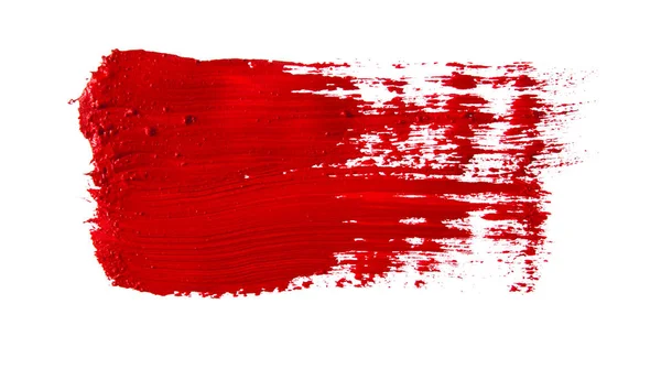 Pincelada roja aislada sobre fondo blanco — Foto de Stock