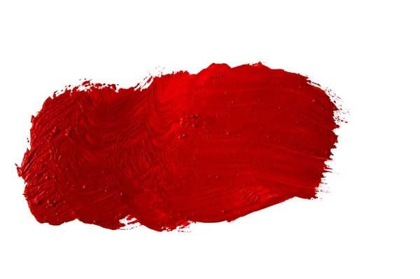 Pincelada roja aislada sobre fondo blanco — Foto de Stock