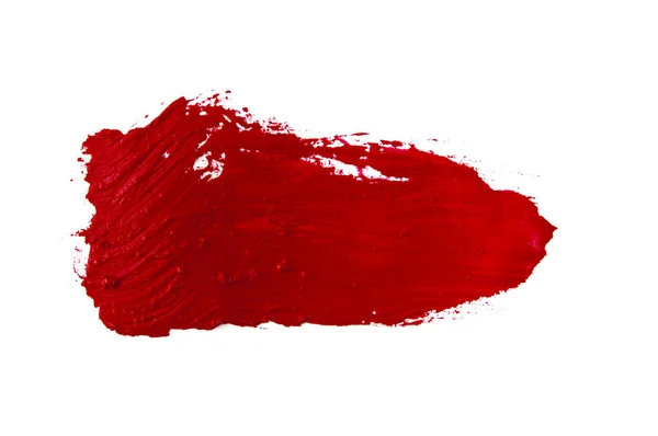 Pennellata rossa isolata su sfondo bianco — Foto Stock