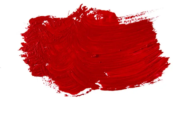 Red brush stroke isolated over white background — Stock Photo, Image