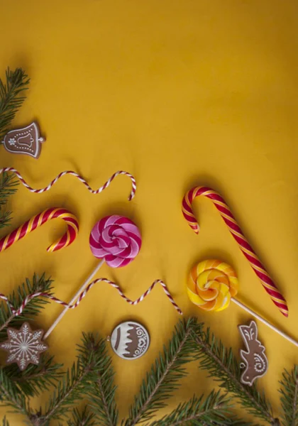 Christmas decoration with candy canes — Stock Photo, Image