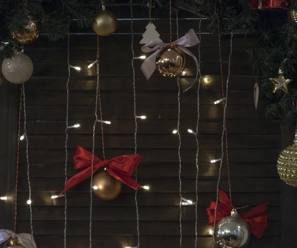 Decoración de Navidad en tablero de madera grunge viejo —  Fotos de Stock