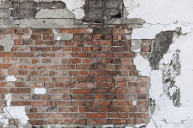 Soyulmuş alçılı eski tuğla duvar, grunge arkaplan