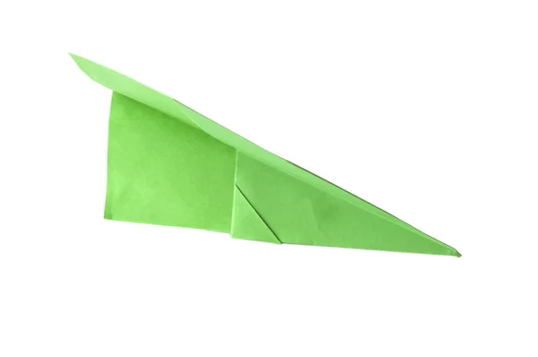 Zelená papírová rovina izolovaná s dráhou oříznutí — Stock fotografie
