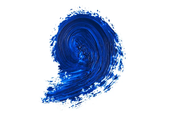 Синяя краска художественный сухой удар кистью. Акварельная акриловая рука pa — стоковое фото