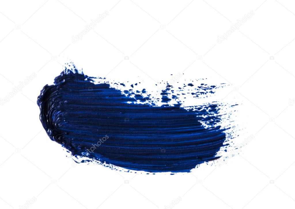 Blue paint artistic dry brush stroke. Watercolor acrylic hand pa