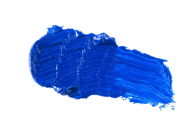 Синяя краска художественный сухой удар кистью. Акварельная акриловая рука pa — стоковое фото