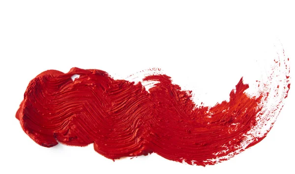 Czerwony farba artystyczny suchy pociągnięcie pędzla. — Zdjęcie stockowe
