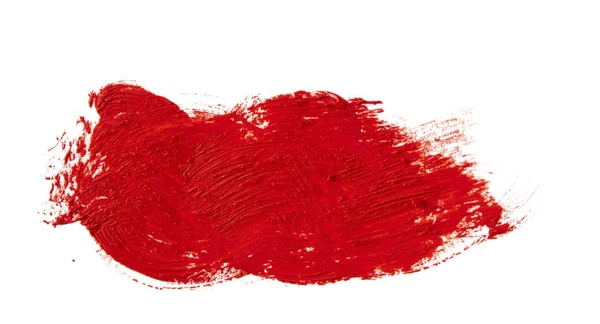 Red paint artistic dry brush stroke. — Stock Photo, Image