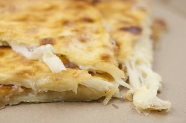 Khachapuri. Doğu geleneksel yemekleri. Fırında peynirli tortilla.. 