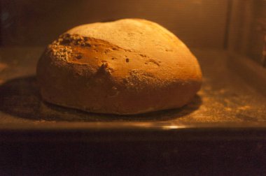 Taze ve çıtır çıtır ev yapımı ekmek fırında.