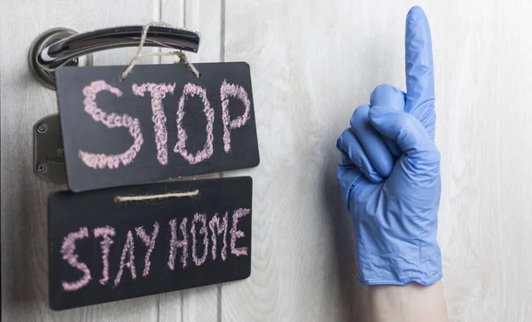 Pizarra Con Texto Inglés Quedarse Casa Concepto Cuarentena Durante Una — Foto de Stock