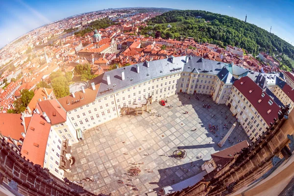 Prague Castle courtyard. Elevated view from St. Vitus cathedral. Pragure, Czech Republic — Stock Photo, Image