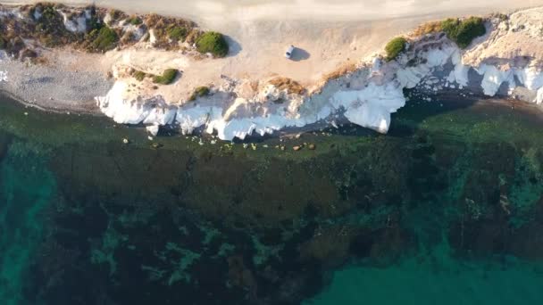 Costa Del Mar Con Rocas Acantilados Aguas Cristalinas Del Mediterráneo — Vídeos de Stock