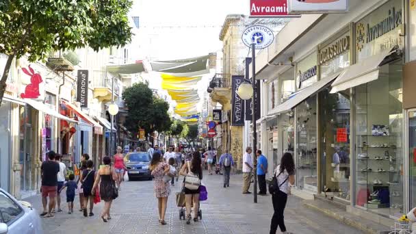 Nicosia Cyprus October 2015 People Walk Ledra Street Old Town — Stock Video