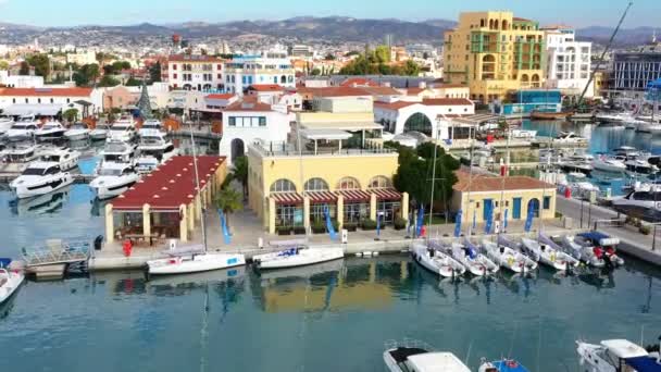 Limassol Cypern December 2019 Drönarbilder Limassol Marina — Stockvideo