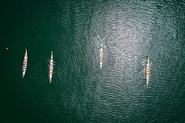 Dragon boat race top view — Stock Photo, Image