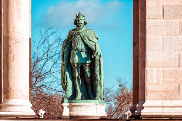 Statue Louis Hungary King Louis Great Occupies Naples — Stock Photo, Image